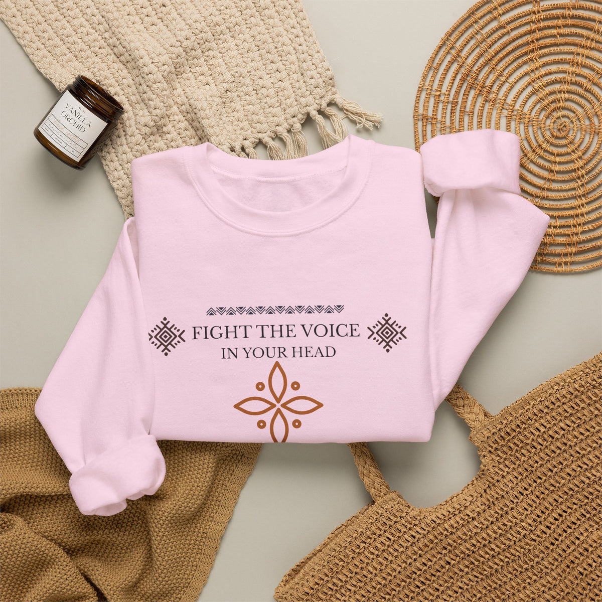 Sweatshirt Crewneck Brodé – "Fight the Voice in Your Head" | Coton Premium Unisexe