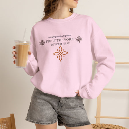 Sweatshirt Crewneck Brodé – "Fight the Voice in Your Head" | Coton Premium Unisexe