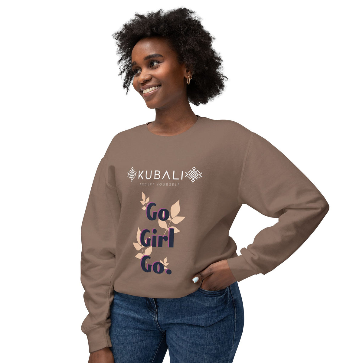 Sweat Col Rond Floral KUBALI —" Go Girl Go"