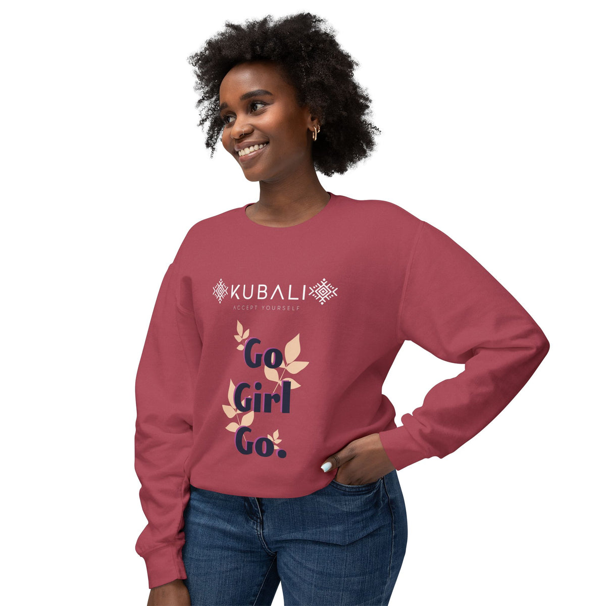 Sweat Col Rond Floral KUBALI —" Go Girl Go"