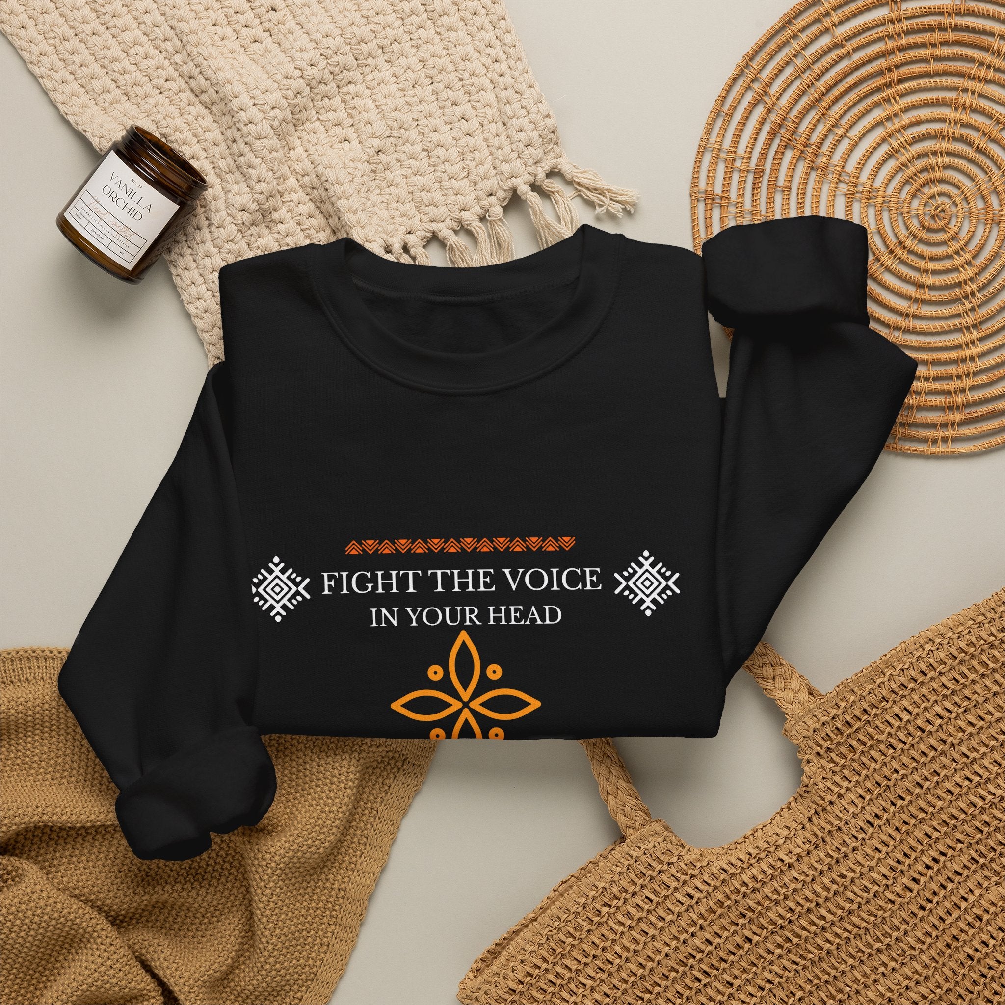 Sweatshirt Crewneck Brodé – "Fight the Voice in Your Head" | Pull Unisexe Coloris Intenses