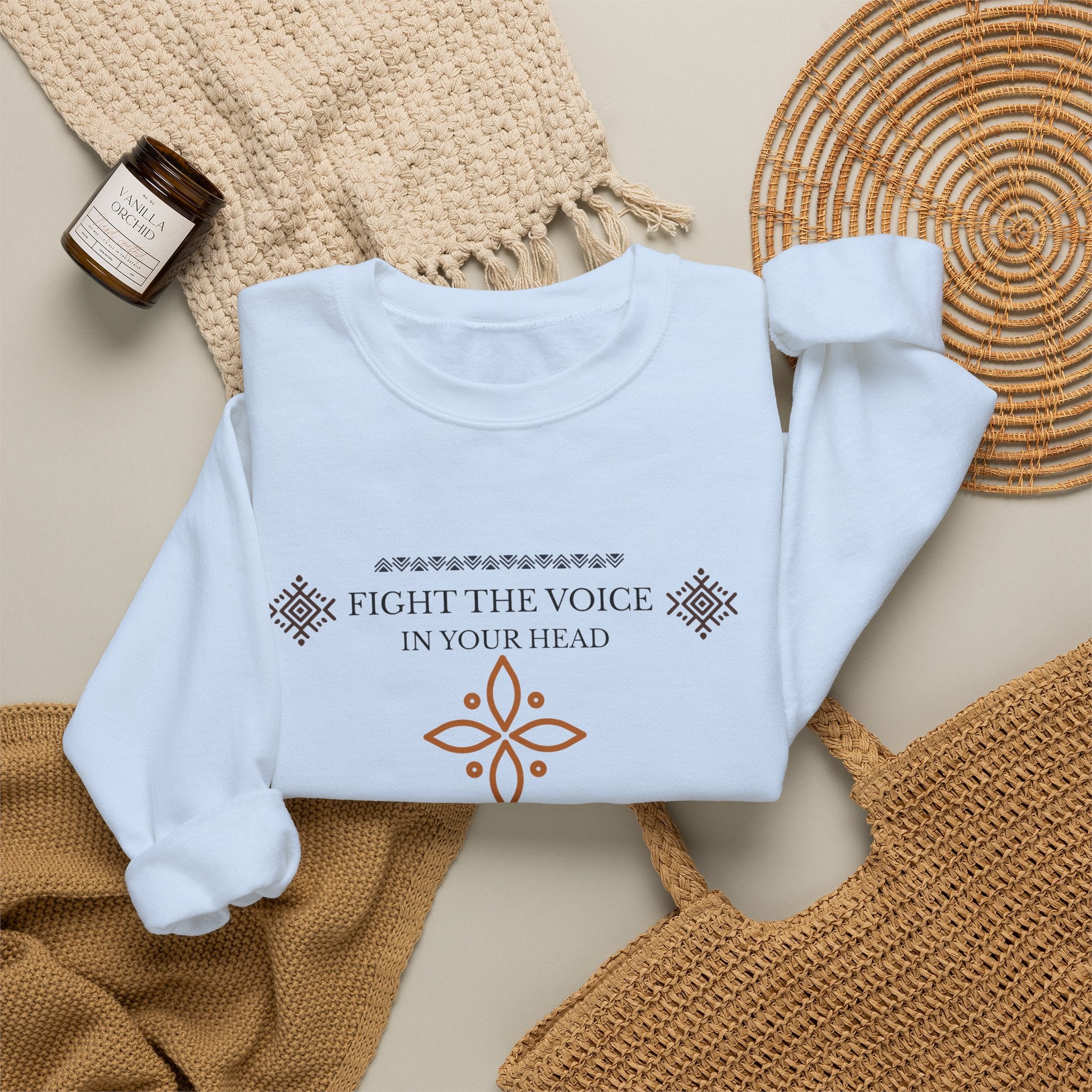 Sweatshirt Crewneck Brodé – "Fight the Voice in Your Head" | Coton Premium Unisexe