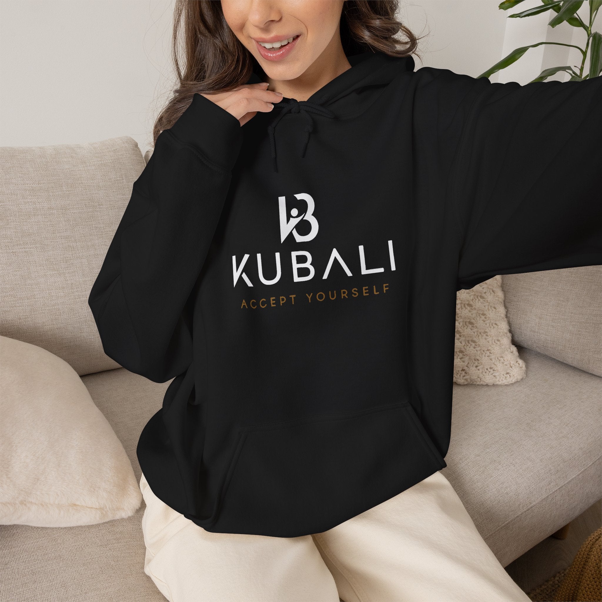 Kubali "Accept Yourself" Logo Hoodie — Noir Minimaliste