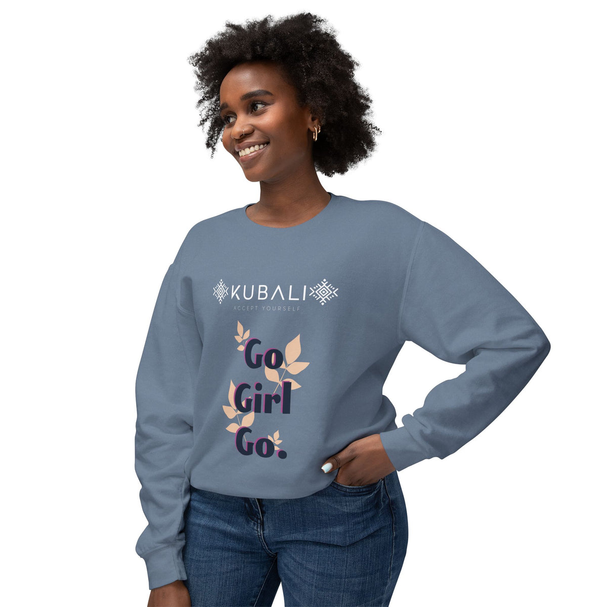 Sweat Col Rond Floral KUBALI —" Go Girl Go"