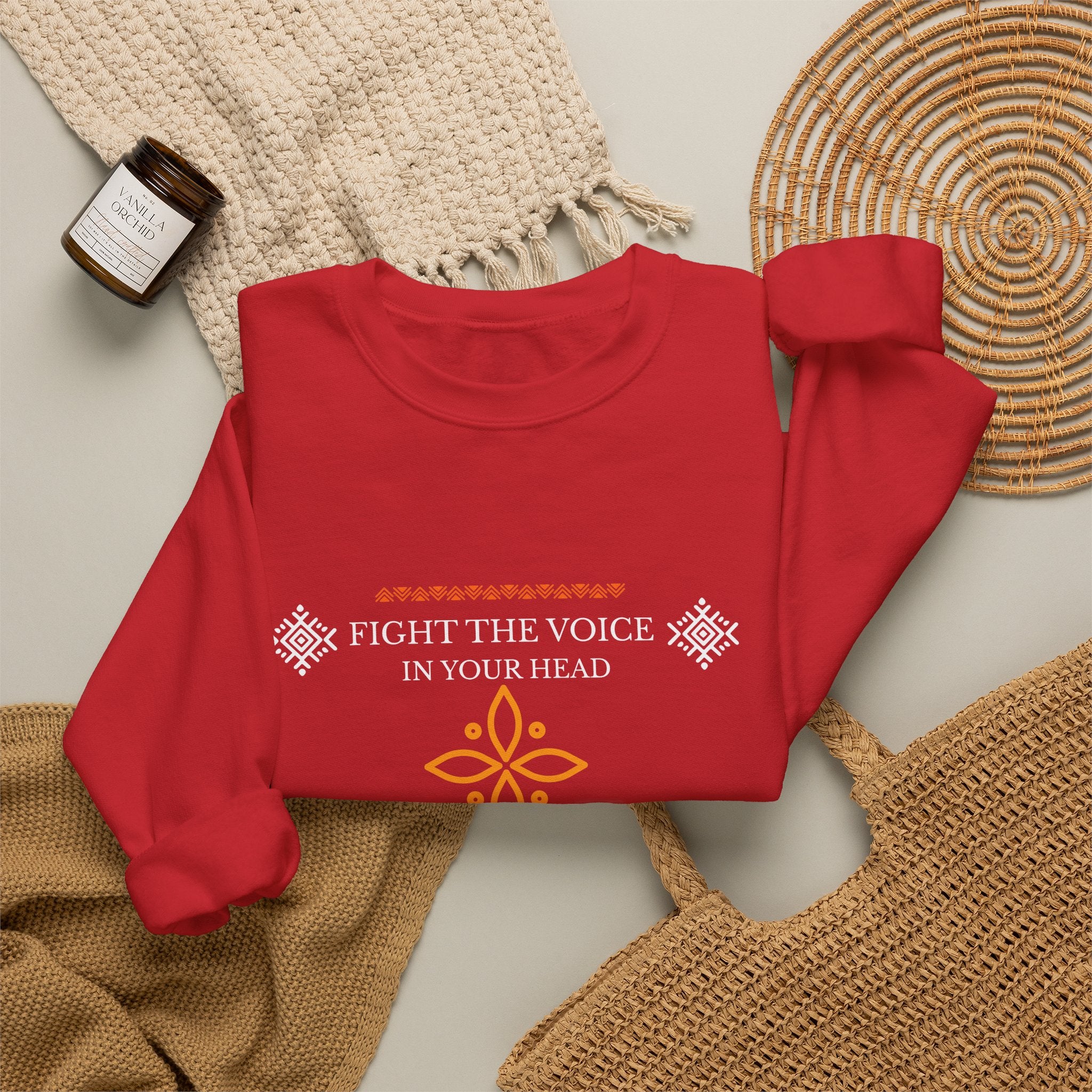 Sweatshirt Crewneck Brodé – "Fight the Voice in Your Head" | Pull Unisexe Coloris Intenses