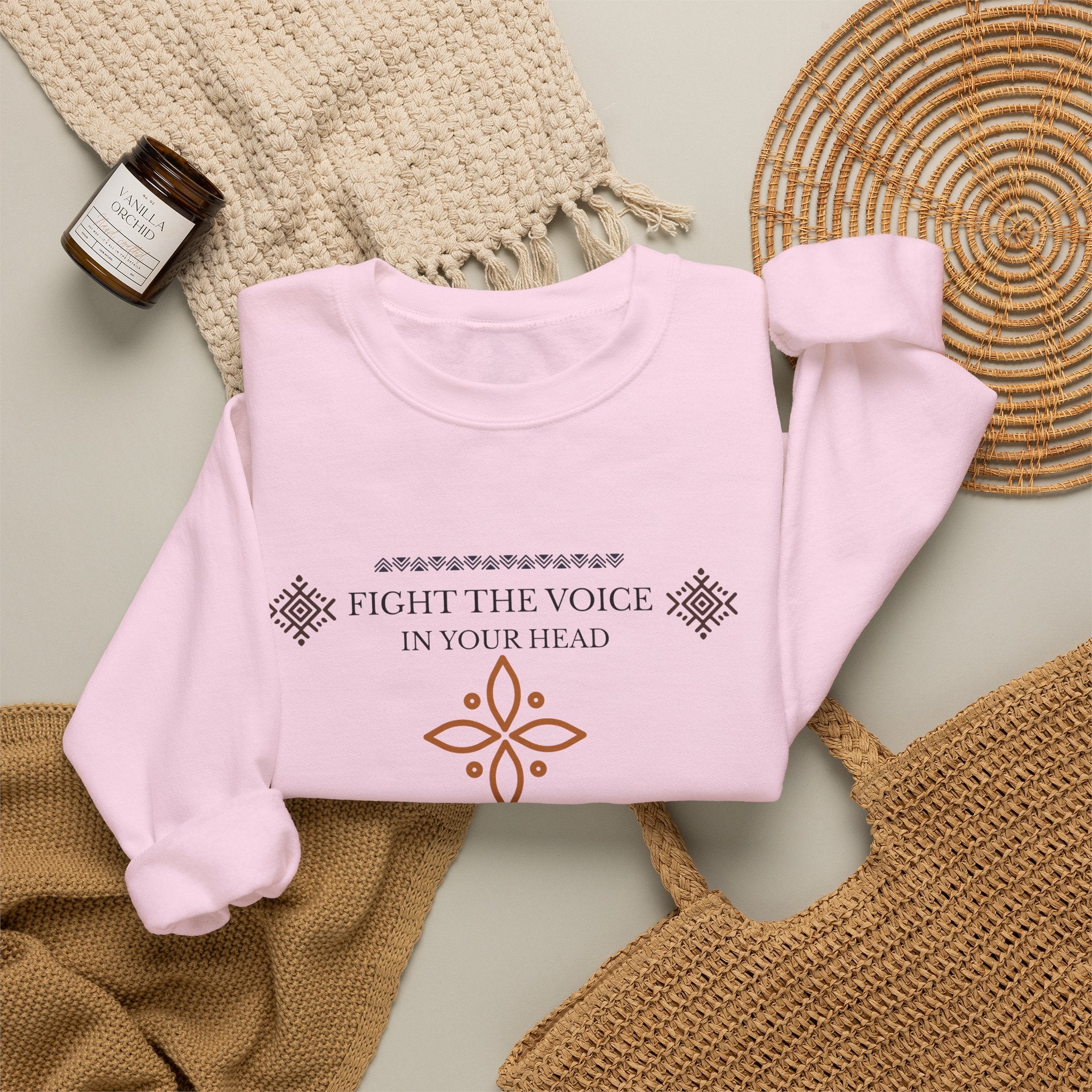 Sweatshirt Crewneck Brodé – "Fight the Voice in Your Head" | Coton Premium Unisexe