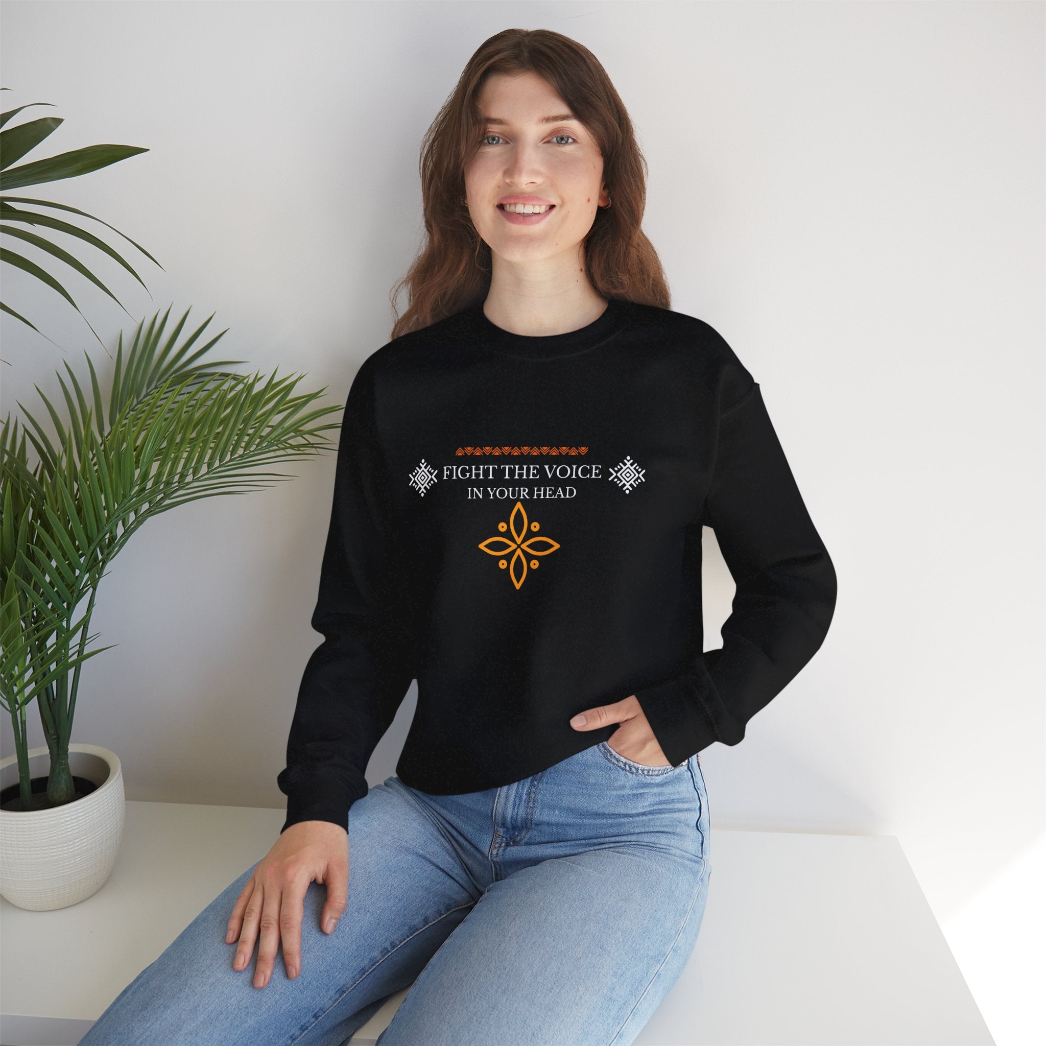 Sweatshirt Crewneck Brodé – "Fight the Voice in Your Head" | Pull Unisexe Coloris Intenses