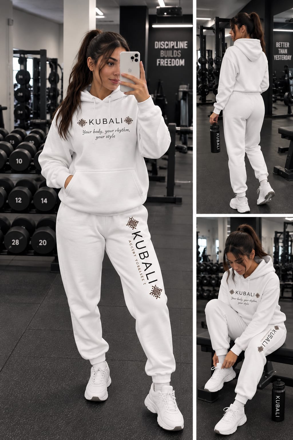 Jogging KUBALI — Pantalon Athleisure Signature Blanc